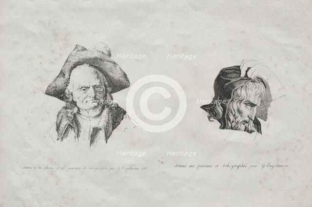 Receuil dessais lithographiques: Deux têtes, 1816. Creator: Godefroy Engelmann (French, 1788-1839).
