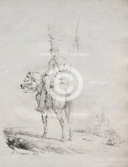 Receuil dessais lithographiques: Le Lancier en Vedette, 1816. Creator: Horace Vernet (French, 1789-1863).