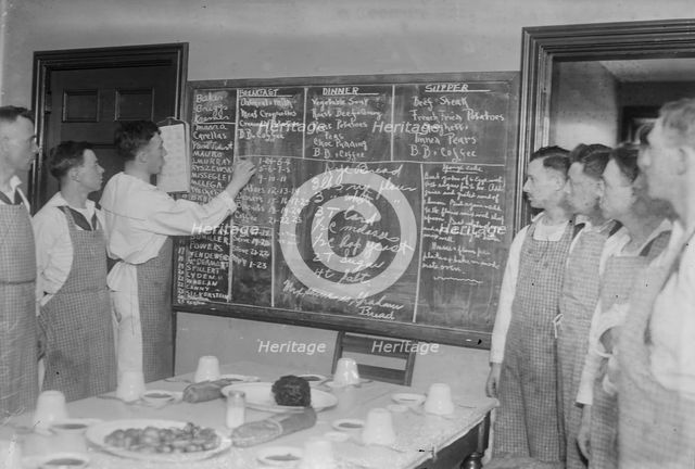 Recipes, Naval cooking school, 59th St. N.Y., between c1915 and 1918. Creator: Bain News Service.