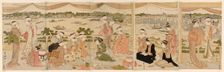 Recital on a verandah overlooking Sumida River, c. 1790/95. Creator: Utagawa Toyokuni I