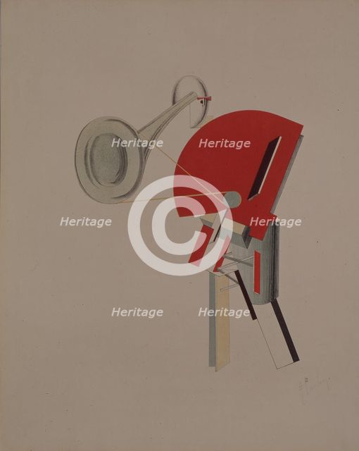 Reciter. Figurine for the opera Victory over the sun by A. Kruchenykh, 1920-1921. Artist: Lissitzky, El (1890-1941)