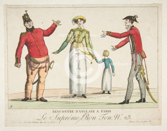 Recontre d'Anglais a Paris; Le Suprême Bon-Ton No. 23, ca. 1815. Creator: Adrien Pierre François Godefroy the Younger.