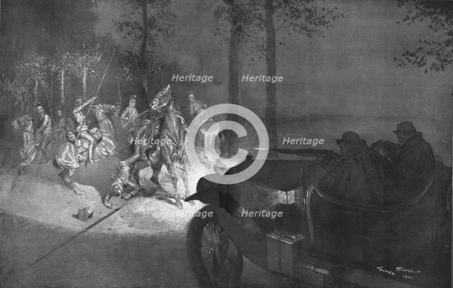 ''Recontre Nocturne au Coin D'un Bois; Comment on Aveugle une Patrouille', 1914. Creator: Georges Bertin Scott.