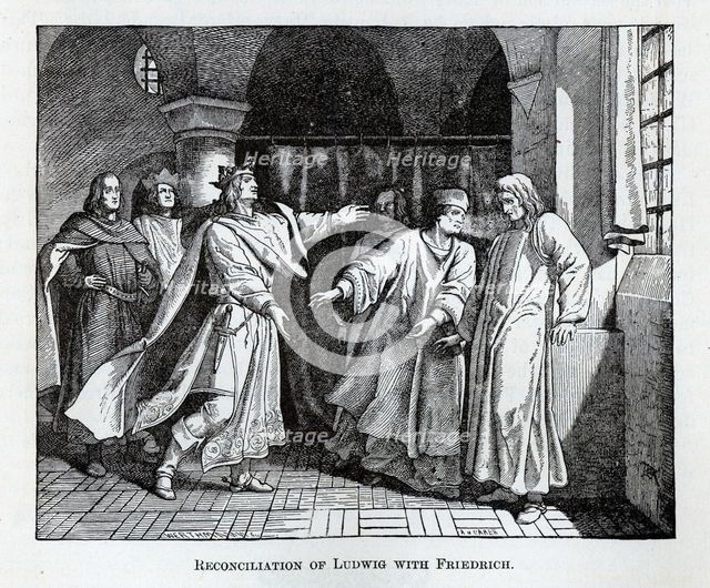 Reconciliation of Ludwig with Friedrich, 1882. Artist: Werthmann, Wilhelm (active 1854-1885)