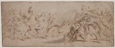 Reconciliation of the Romans and the Sabines (recto) Venus Disarming Mars, Drapery Study (verso) . Creator: Peter Paul Rubens (Flemish, 1577-1640)