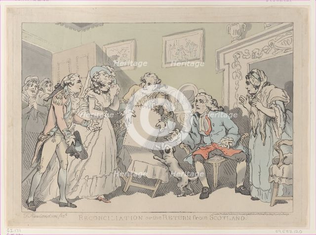 Reconciliation, or the Return from Scotland, December 17, 1785., December 17, 1785. Creator: Thomas Rowlandson.