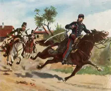 Reconnaissance ride of Count Zeppelin at Schirlenhof, 26 July 1870, (1936). Creator: Unknown
