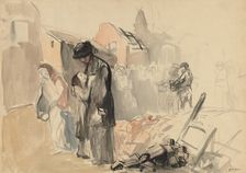 Reconquered Territory (recto) Two Figures on a Road (verso), c. 1919. Creator: Jean Louis Forain (French, 1852-1931)