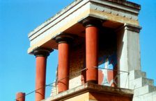 Reconstructed balustrade west front of the Palace of Knossos, Crete, c1400 BC