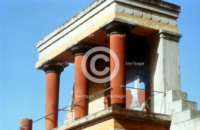 Reconstructed balustrade west front of the Palace of Knossos, Crete, c1400 BC. Artist: Unknown