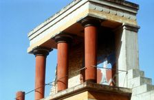 Reconstructed balustrade west front of the Palace of Knossos, Crete, c1400 BC