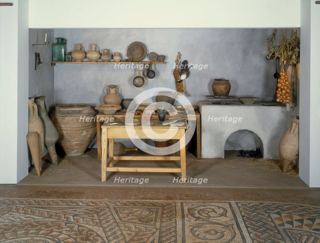 Reconstruction of a Roman kitchen. Creator: Unknown.