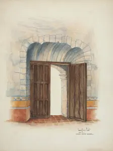 Reconstruction of Interior, 1937. Creators: Geoffrey Holt, Harry Mann Waddell