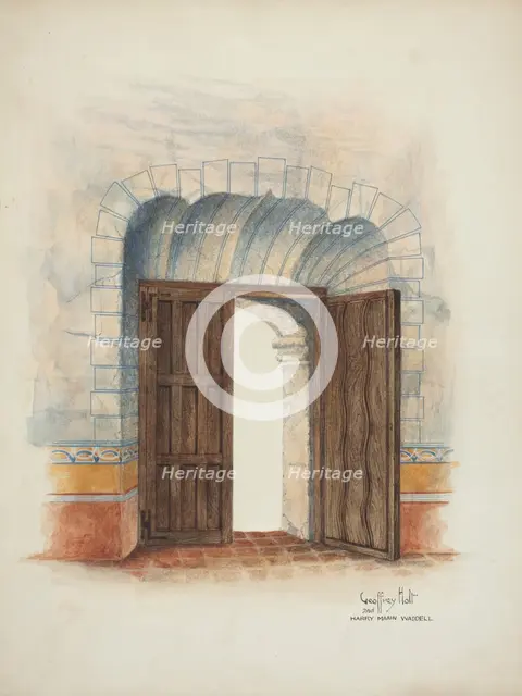 Reconstruction of Interior, 1937. Creators: Geoffrey Holt, Harry Mann Waddell.