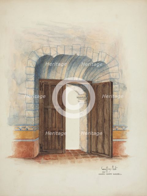Reconstruction of Interior, 1937. Creators: Geoffrey Holt, Harry Mann Waddell.