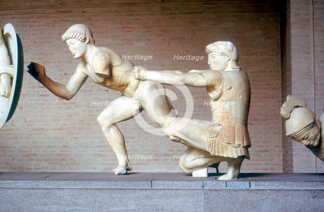 Reconstruction of part of the East Pediment of Temple of Aphaia, Aegina, Greece, c500-c480 BC. Artist: Unknown