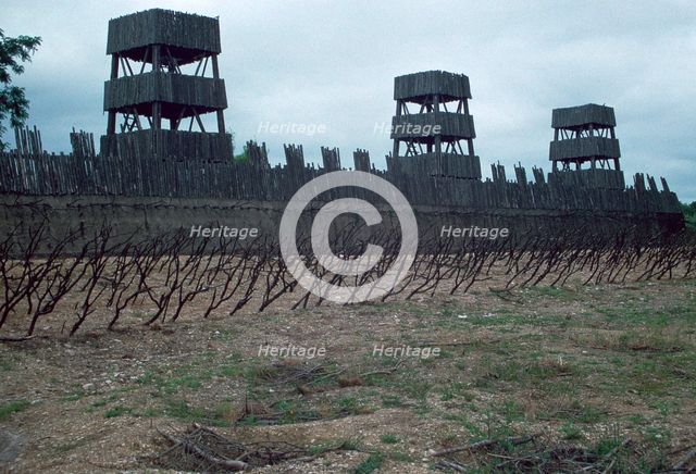 Reconstruction of Roman siege fortifications. Artist: Unknown