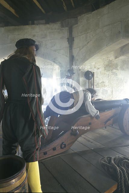 Reconstruction of the gunroom, Pendennis Castle, Cornwall, 1997. Artist: N Corrie
