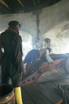 Reconstruction of the gunroom, Pendennis Castle, Cornwall, 1997. Artist: N Corrie
