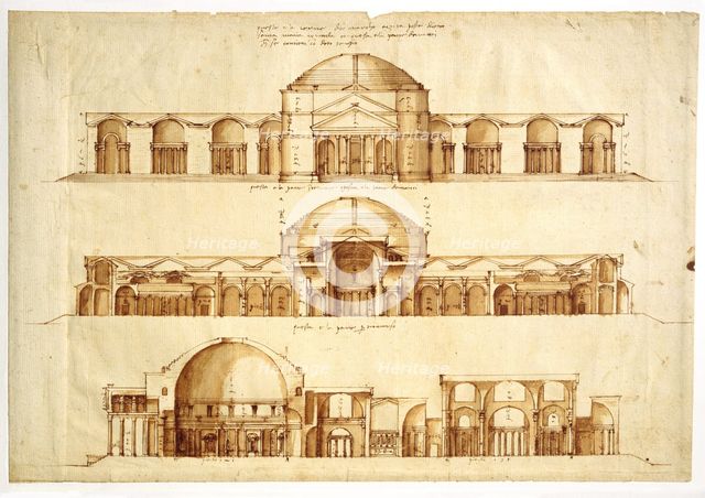Reconstruction project of the Baths of Agrippa, Rome, c. 1550. Artist: Palladio, Andrea (1508-1580)