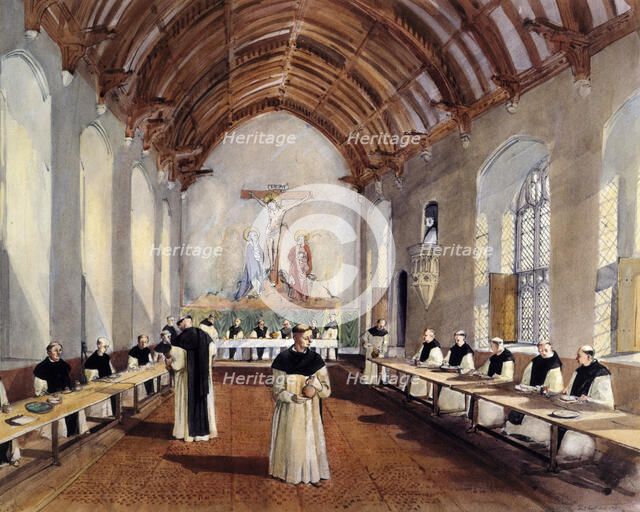 Reconstruuction drawing of the refectory of the Cistercian monastery of Cleeve Abbey, 1991. Artist: Terry Ball