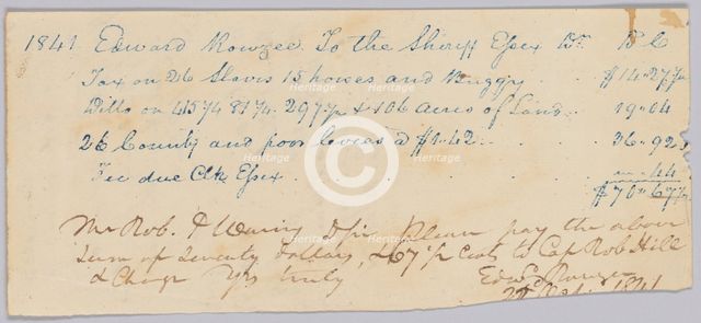 Record of taxable property, included enslaved persons, owned by Edward Rouzee, October 22, 1841. Creator: Unknown.