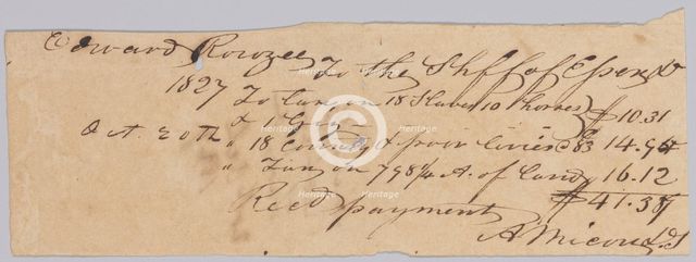 Record of taxes on property, including enslaved persons, owned by Edward Rouzee, October 20, 1827. Creator: Unknown.