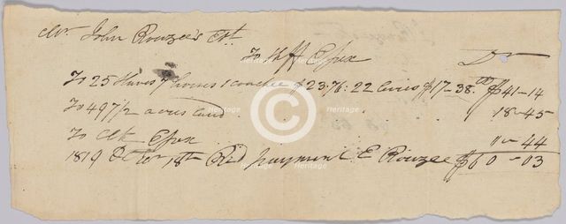 Record of taxes on property, including enslaved persons, owned by John Rouzee, October 18, 1819. Creator: Unknown.