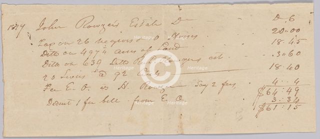 Record of taxes on property, including enslaved persons, owned by John Rouzee, October 2, 1817. Creator: Unknown.