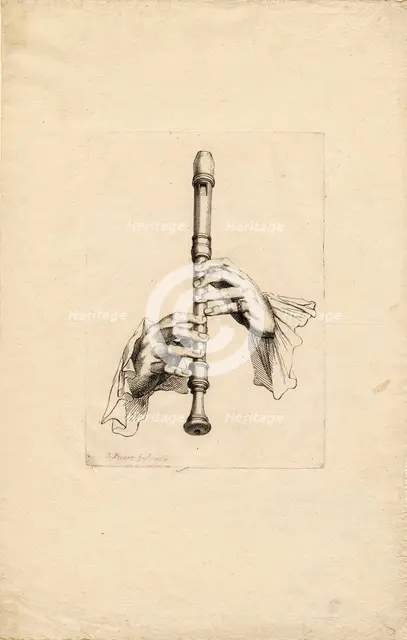 Recorder Player's Hands, um 1700. Artist: Picart, Bernard (1673–1733)