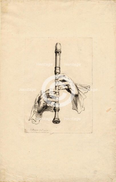 Recorder Player's Hands, um 1700. Artist: Picart, Bernard (1673–1733)
