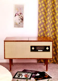 Records and a radiogram, c1950s-1960s. Creator: Arthur Charles Kirby Ware