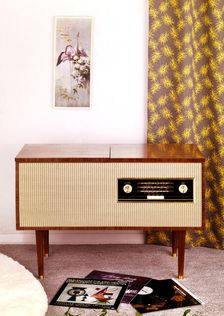 Records and a radiogram, c1950s-1960s. Creator: Arthur Charles Kirby Ware