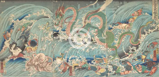 Recovering the Stolen Jewel from the Palace of the Dragon King, 1853. Creator: Utagawa Kuniyoshi.
