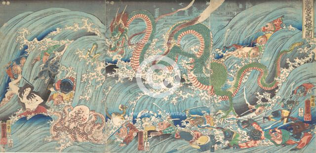 Recovering the Stolen Jewel from the Palace of the Dragon King, 1853. Creator: Utagawa Kuniyoshi.