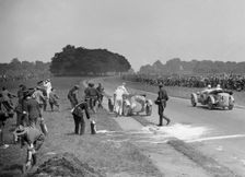 Recovering George Eyston's fire-damaged Bugatti T43, Irish Grand Prix, Phoenix Park Dublin, 1929. Artist: Bill Brunell