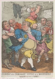Recovery from a Dormant Title or a Breeches Maker Becom..., [July 14, 1805], reissued July 14, 1812. Creator: Thomas Rowlandson