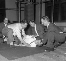 Recovery position, East Midland Gas Board training, 1961. Artist: Michael Walters