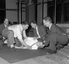 Recovery position, East Midland Gas Board training, 1961. Creator: Michael Walters