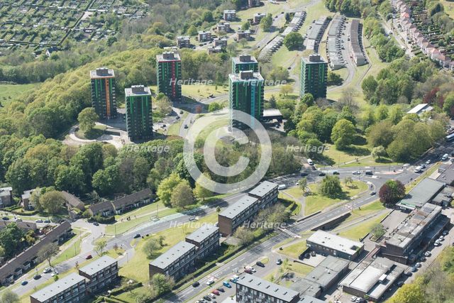 Reclad tower blocks, Gleadless Valley, Sheffield, 2017. Creator: Dave Went.
