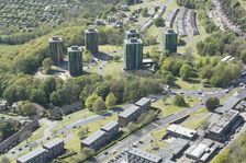 Reclad tower blocks, Gleadless Valley, Sheffield, 2017. Creator: Dave Went