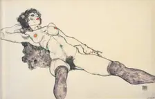 Reclined female nude with spreaded legs, 1914. Artist: Schiele, Egon (1890-1918)