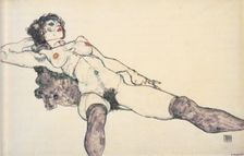 Reclined female nude with spreaded legs, 1914. Artist: Schiele, Egon (1890-1918)