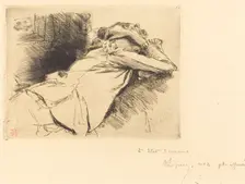 Reclined Woman Sleeping (Femme couchee sommeillant), 1892. Creator: Auguste Lepere