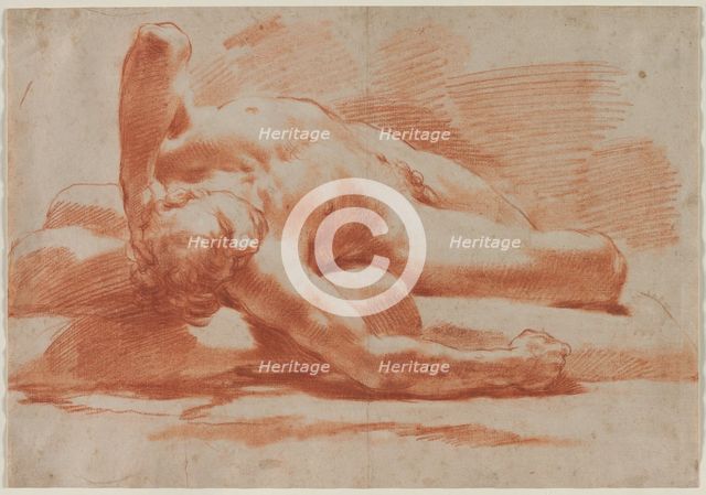 Reclining Male Nude, second half 18th century. Creator: Gaetano Gandolfi (Italian, 1734-1802).