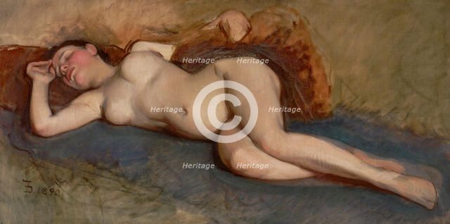 Reclining Nude, 1892. Creator: Frank Duveneck.
