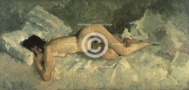 Reclining nude, ca 1887. Artist: Breitner, George Hendrik (1857-1923)