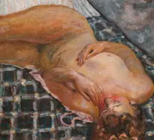 Reclining nude against a white and blue plaid, c. 1909. Artist: Bonnard, Pierre (1867-1947)