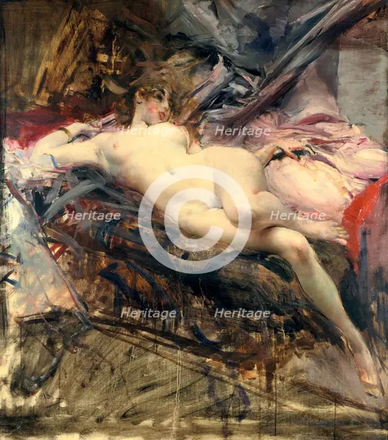 'Reclining Nude', late 19th/early 20th century. Artist: Giovanni Boldini