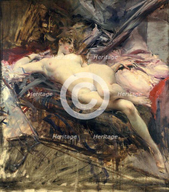 'Reclining Nude', late 19th/early 20th century. Artist: Giovanni Boldini